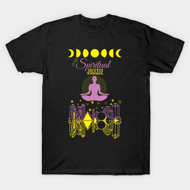 Spiritual Junkie Meditation T-Shirt by Cosmic Dust Art